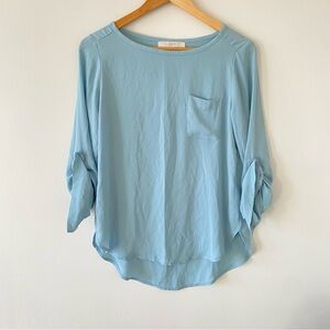 LOFT Women's Light Blue Blouse with Pocket